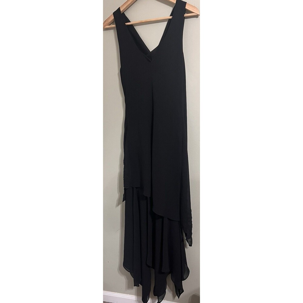 Vintage Studio 80’s Beaded 2 Layers Black  Formal Maxi Goth Whimsical Dress Sz M
